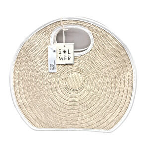 NWT Sol and Mer Ivory White Woven Straw Handbag Hobo Shoulder Crossbody